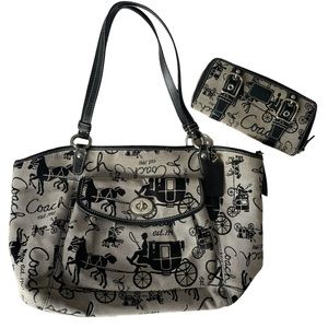 Coach Horse and Buggy Bag Purse with matching Wallet